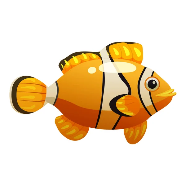 Poisson jaune tropical, récif corallien animal de compagnie exotique. Aquarium vie marine, illusions vectorielles style dessin animé — Image vectorielle