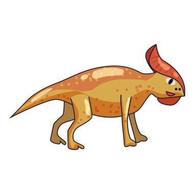 Komik tarih öncesi Parasavrolofus dinozoru. Antik vahşi canavarlar çizgi film tarzında sürüngenler. Vektör izole edildi