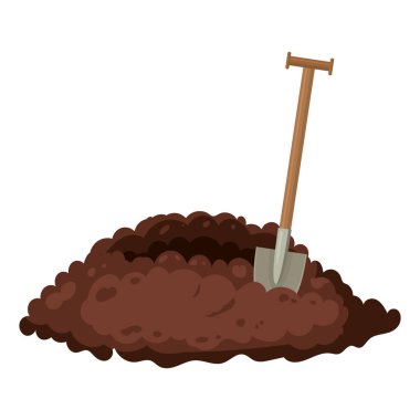 Yerdeki delikler, çukur kazma işleri, toprak yığını. Vektör illüstrasyon çizgi film biçimi