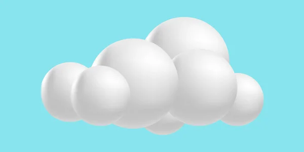 Облака пушистые, 3D сетка мультфильм. Мягкие иконки облаков на голубом небе. Векторная иллюстрация — стоковый вектор
