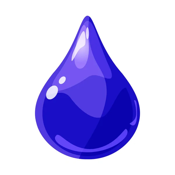 Drop bleu brillant brillant actif de jeu coloré. Aqua, gelée, cristal, goutte à goutte en verre, éléments à bulles. Application GUI vectorielle de bande dessinée — Image vectorielle