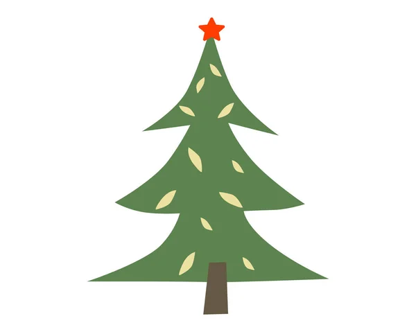 Kerstboom met decoratieve ster, ornamenten. Vector retro, vintage illustratie — Stockvector