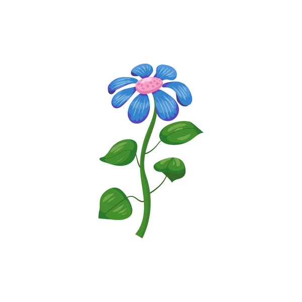 魔法の花青、紫、魔法の植物、ファンタジーシンボル、アイコン。ベクターイラスト漫画風 — ストックベクタ