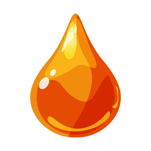 Goutte orange brillant brillant actif jeu coloré. Aqua, gelée, cristal, goutte à goutte en verre, éléments à bulles. Application GUI vectorielle de bande dessinée — Image vectorielle