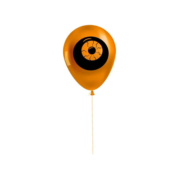 ハロウィンバルーン3D現実的、アイコンのシンボル、オレンジ黒。ベクトル図 — ストックベクタ