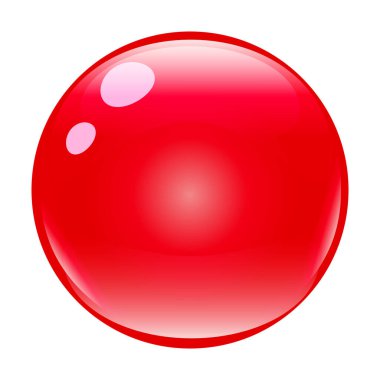 Cam küre, kırmızı parlak cam, parlak baloncuk. Dekorasyon ve oyun UI için vektör 3d illüstrasyon çemberi küresi