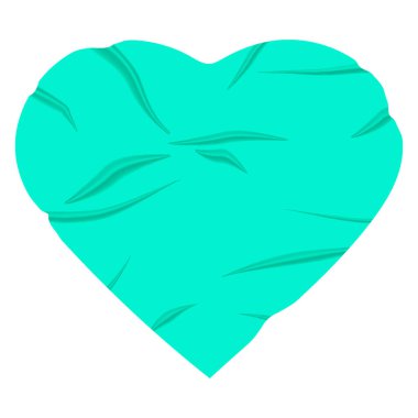 Kırışıklık etiketi Valentine kalp simgesi, vektör illüstrasyonu izole edildi