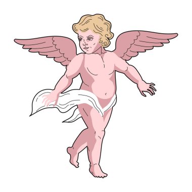 El yapımı aşk tanrısı tarzı eskiz. Vektör çizimi izole edildi