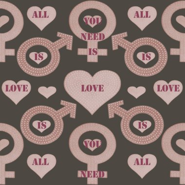 Erkek ve kadın sembolleri kusursuz desenler.