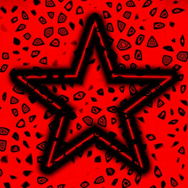 Абстрактная Пятиконечная Звезда Этническом Фоне Красный Черный Рисунок Иллюстрация — стоковое фото