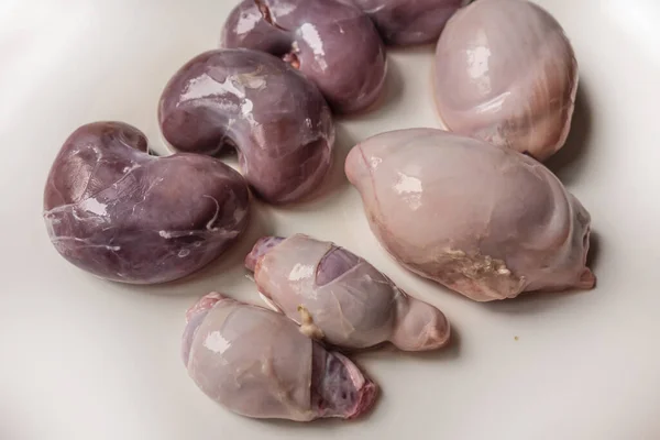 Tripas Cordeiro Miudezas Cordeiro Testículos Rins Crus Carneiro Cordeiro Adultos — Fotografia de Stock