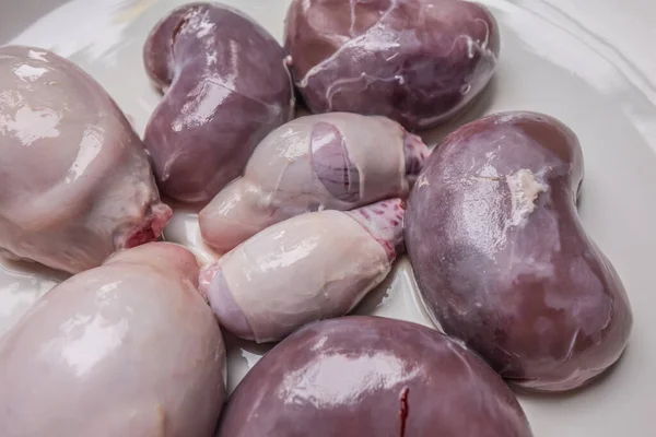 Tripas Cordeiro Miudezas Cordeiro Testículos Rins Crus Carneiro Cordeiro Adultos — Fotografia de Stock