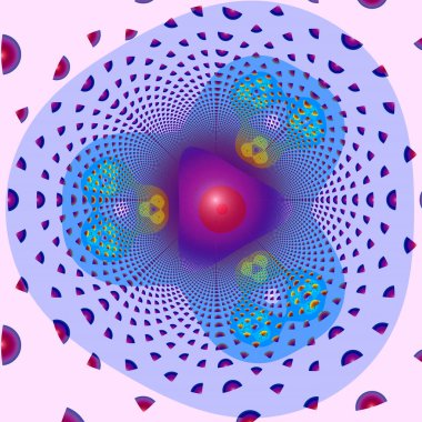 İçinde üçgen ve üç taç yaprağı olan güzel soyut geometrik çiçek deseni. 3B illüstrasyon