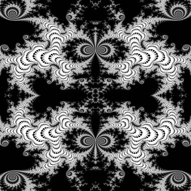 Kusursuz siyah ve beyaz spiral desen. Yaratıcı projeler, fayanslar ve faberikler için soyut arkaplan şablonu.