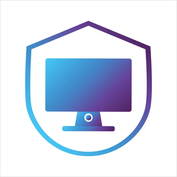 Icono Del Escudo Seguridad Escudo Con Símbolo Computadora Concepto Seguridad — Vector de stock