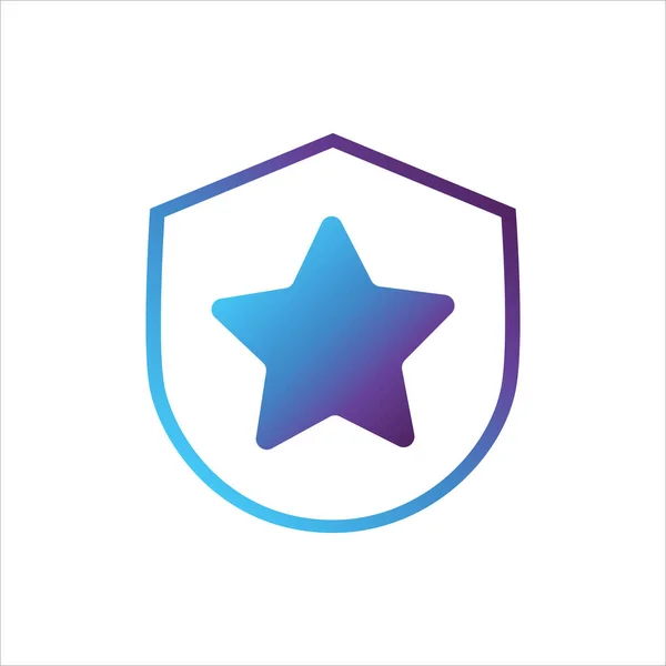 Icono Del Escudo Seguridad Escudo Con Símbolo Estrella Esbozo Estilo — Vector de stock