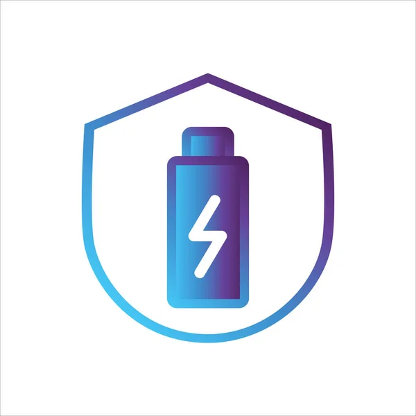 Beveiligingsschild Icoon Schild Met Batterijsymbool Concept Van Batterijbescherming Gradiënt Stijl — Stockvector