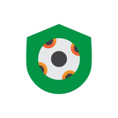 Futbol topu. Kalkan yanılsama tasarımı. Beyaz arka planda izole edilmiş bir futbol topu ve kalkan simgesi. kullanım vektörü.