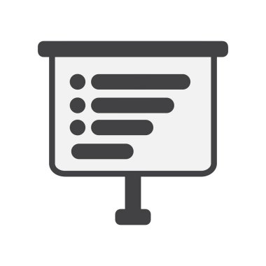 Sunum yanılsama tasarımı. Beyaz arkaplanda sunum simgesi izole edildi. kullanım vektörü.