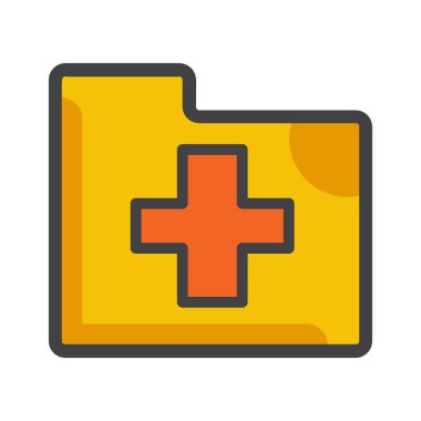 Sağlık simgesi içeren klasör. Klasör illüstrasyonu. Düz vektör simgesi. Simge tasarım ögesi için kullanılabilir, ui, web, mobil uygulama.