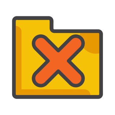 X silme simgesine sahip dizin. Klasör illüstrasyonu. Düz vektör simgesi. Simge tasarım ögesi için kullanılabilir, ui, web, mobil uygulama.