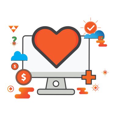 Aşk çizimi. Bilgisayar illüstrasyonu. Düz vektör simgesi. Simge tasarım ögesi için kullanılabilir, ui, web, mobil uygulama.