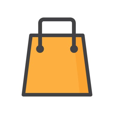 konum illüstrasyonu. Alışveriş poşeti ikonuyla yer. Simge tasarım ögesi için kullanılabilir, ui, web, mobil uygulama.