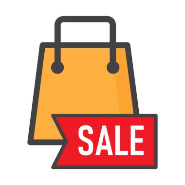 Alışveriş çantası illüstrasyonu. Alışveriş poşeti ikonu. Simge tasarım ögesi için kullanılabilir, ui, web, mobil uygulama.