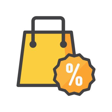 Alışveriş çantası illüstrasyonu. Alışveriş poşeti ikonu. Simge tasarım ögesi için kullanılabilir, ui, web, mobil uygulama.