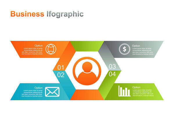 business infograpic design template. 4 option infographic vector illustration. perfect for marketing, promotion, presentation design element