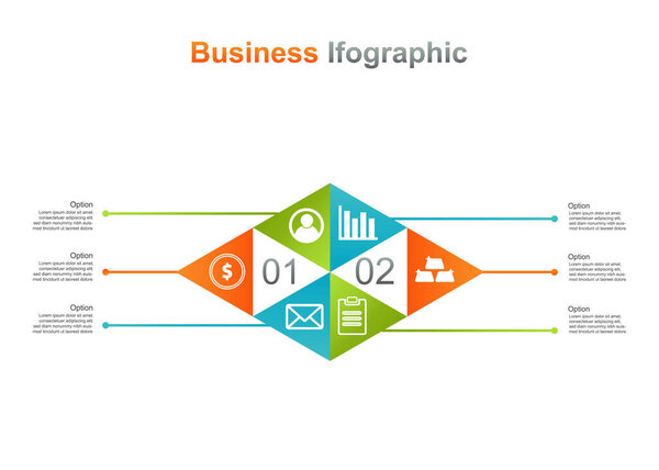 business infograpic design template. 6 option infographic vector illustration. perfect for marketing, promotion, presentation design element
