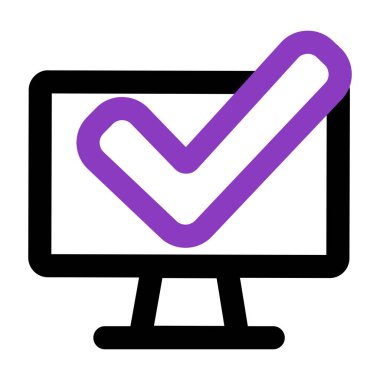 Bilgisayar simgesi. İşaretli bilgisayar. Taslak vektör simgesi. simge tasarım ögesi için kullanılabilir, ui, web, mobil