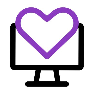 Bilgisayar simgesi. Sevgiyle bilgisayar. Taslak vektör simgesi. simge tasarım ögesi için kullanılabilir, ui, web, mobil 