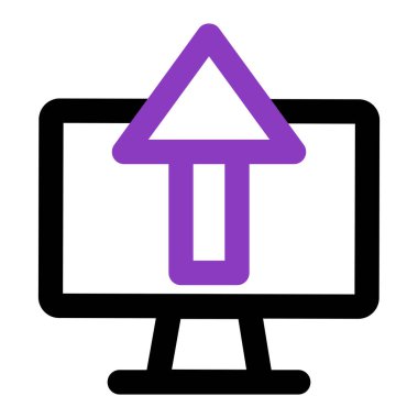 Bilgisayar simgesi. Yüklenmiş bilgisayar. Taslak vektör simgesi. simge tasarım ögesi için kullanılabilir, ui, web, mobil 