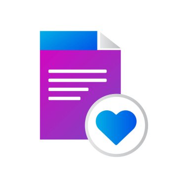 dosya simgesi. Aşk simgesi olan dosya. gradyan biçim vektör simgesi