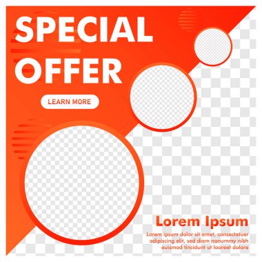 Sosyal medya postası tasarımı. Terfi bayrağı. kullanım şablonu.