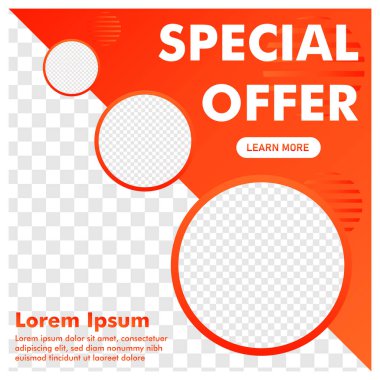 Sosyal medya postası tasarımı. Terfi bayrağı. kullanım şablonu.