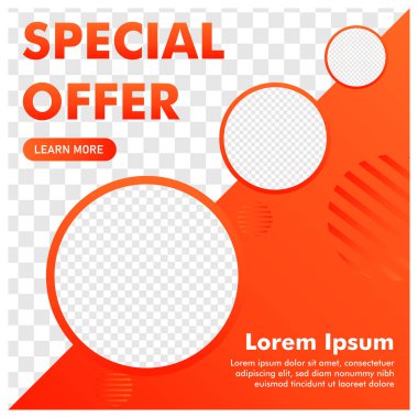 Sosyal medya postası tasarımı. Terfi bayrağı. kullanım şablonu.