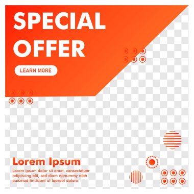 Sosyal medya postası tasarımı. Terfi bayrağı. kullanım şablonu.