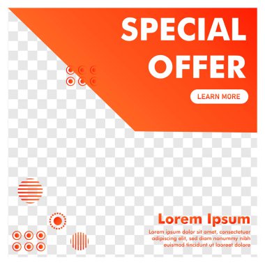 Sosyal medya postası tasarımı. Terfi bayrağı. kullanım şablonu.