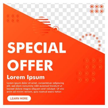 Sosyal medya postası tasarımı. Terfi bayrağı. kullanım şablonu.