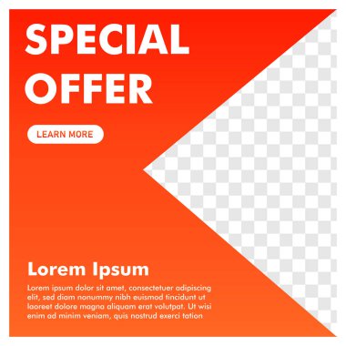 Sosyal medya postası tasarımı. Terfi bayrağı. kullanım şablonu.