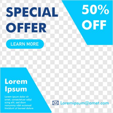 Sosyal medya postası tasarımı. Terfi bayrağı. kullanım şablonu.