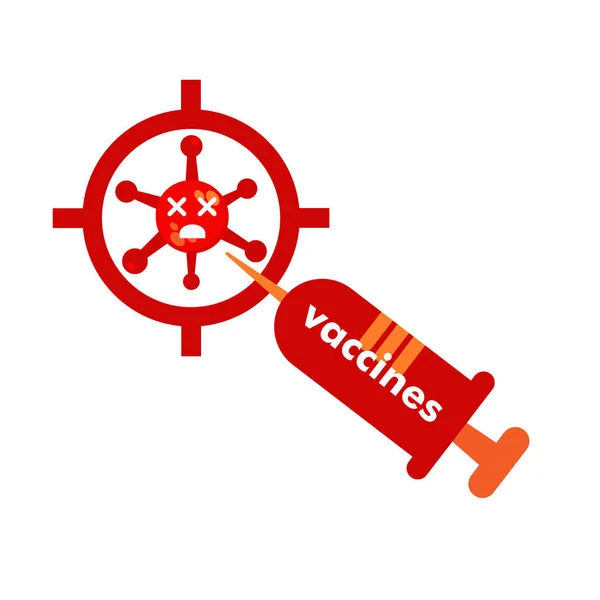 ワクチンのイラストデザインです パンデミックウイルスワクチン ウイルス警告イラストデザイン — ストックベクタ