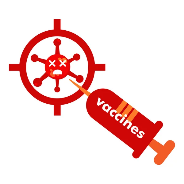 ワクチンのイラストデザインです パンデミックウイルスワクチン ウイルス警告イラストデザイン — ストックベクタ