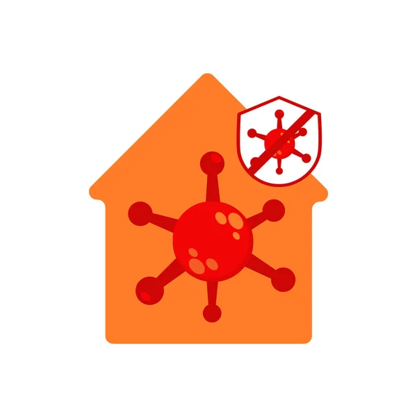 Rumah Dengan Virus Dan Perisai Desain Ilustrasi Ilustrasi Perlindungan Virus - Stok Vektor