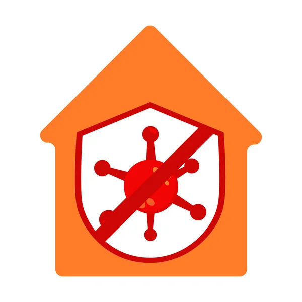 Casa Con Diseño Ilustración Virus Escudo Ilustración Protección Contra Virus — Vector de stock