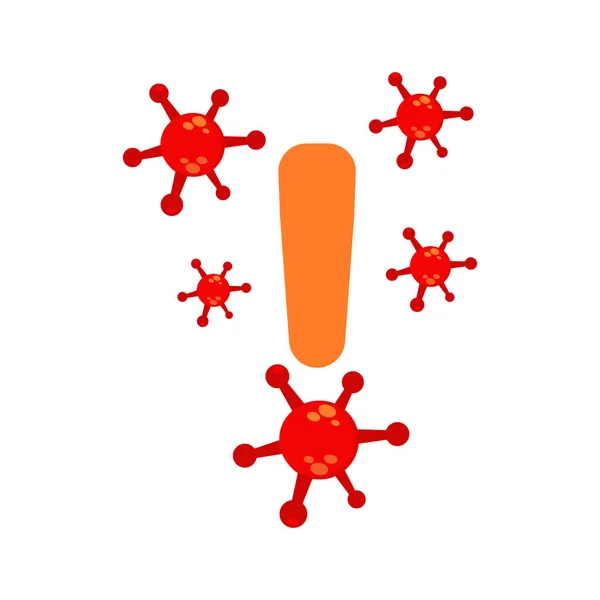 Symbole Avertissement Avec Illustration Virus Illustration Information Sur Virus Pandémique — Image vectorielle
