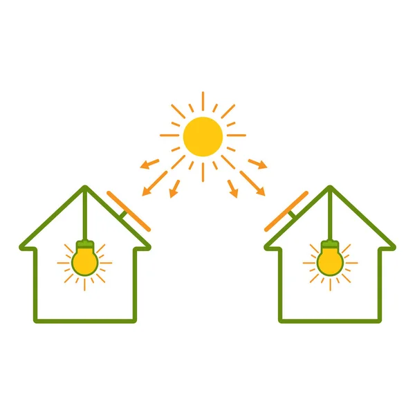 Design Zur Illustration Von Solarmodulen Umweltfreundliches Wohnen Illustration Gestaltungskonzept — Stockvektor