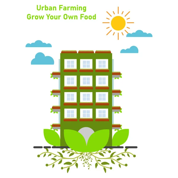 Agricultura Urbana Ilustración Diseño Cultivar Propio Concepto Diseño Ilustración Alimentos — Vector de stock